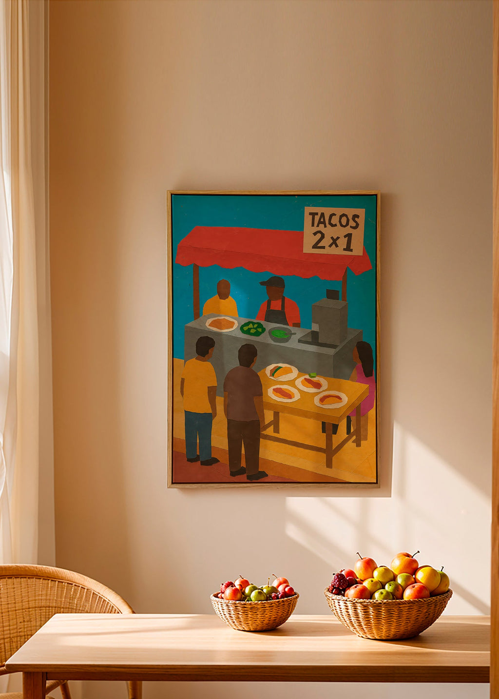 Køkkenkunst med illustreret tacos-bod – Canvas2