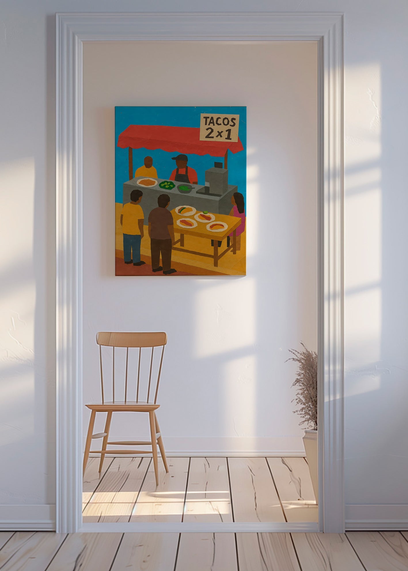 Køkkenkunst med illustreret tacos-bod – Canvas