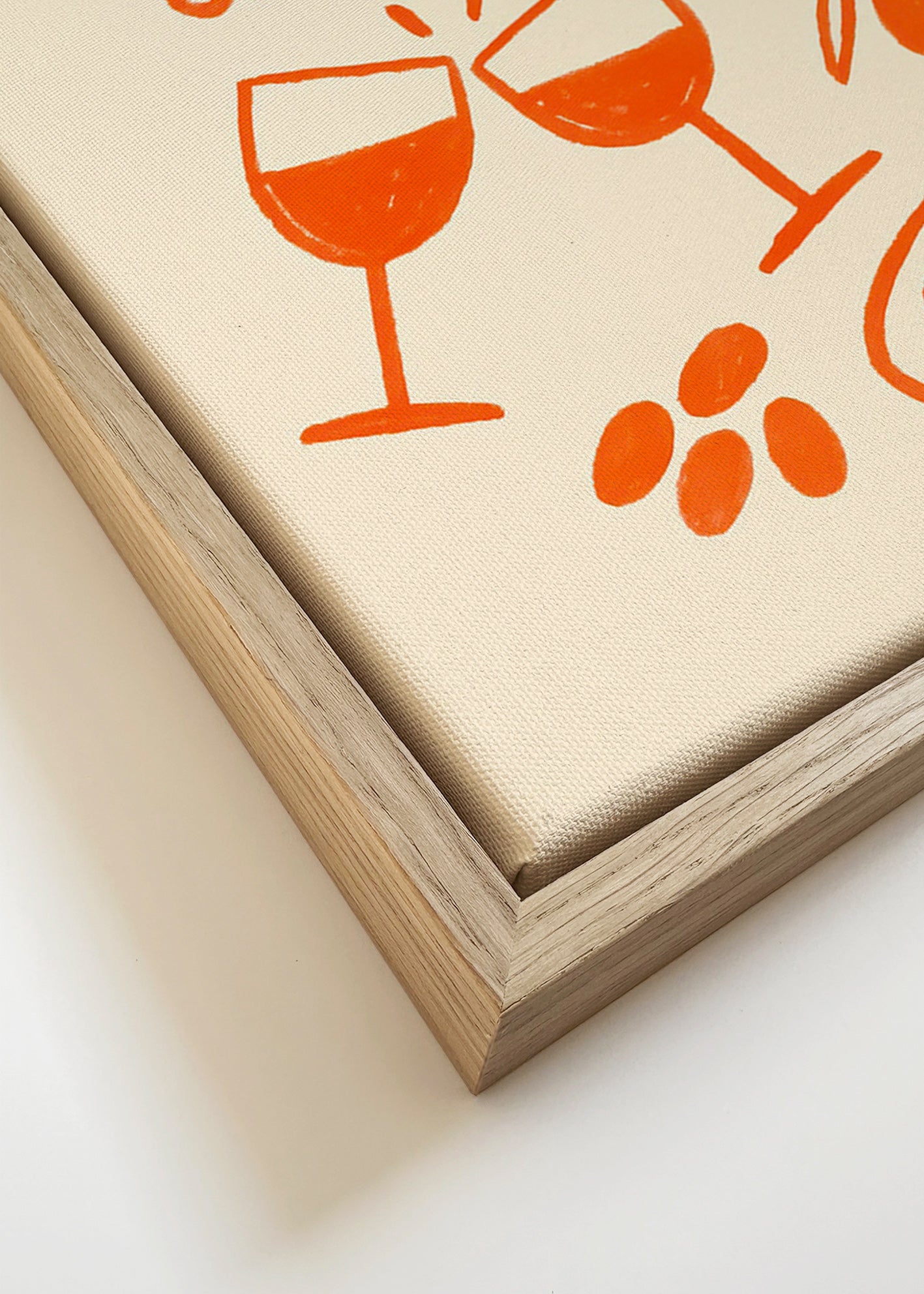 Køkkenkunst: vin og oliven illustration – Canvas detail