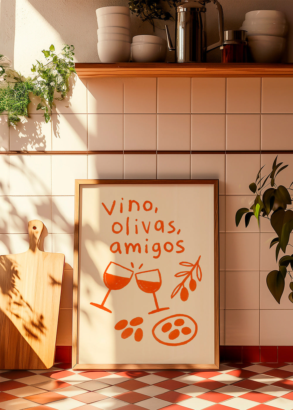 Køkkenkunst: vin og oliven illustration – Product1