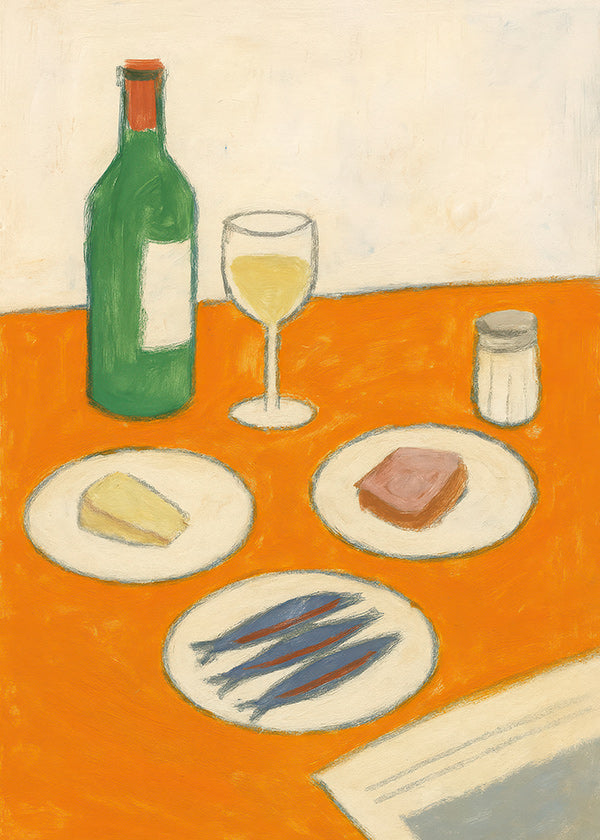 Køkkenkunst med sardinier og vin