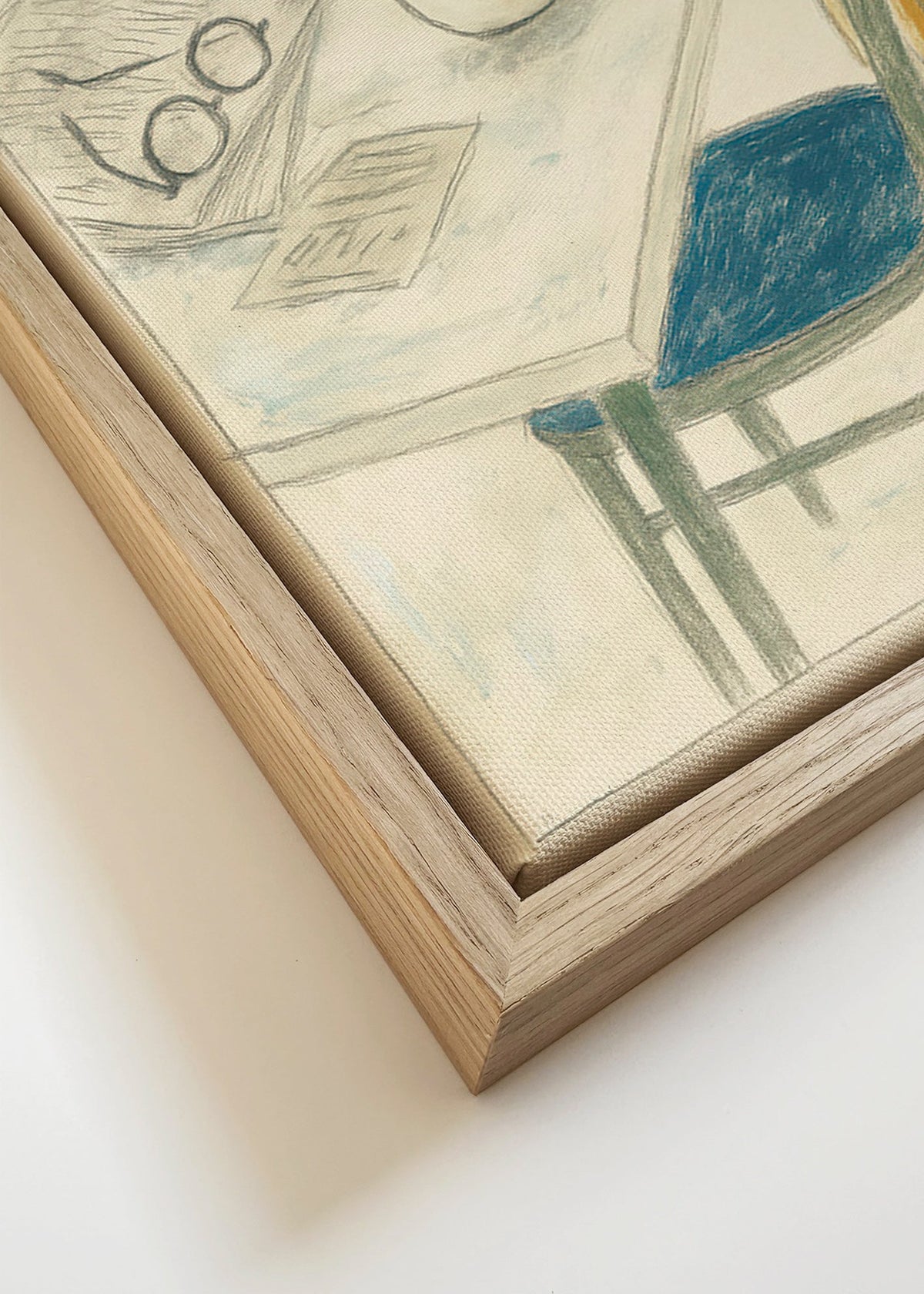 Køkkenkunst med kop og jakke – Canvas detail