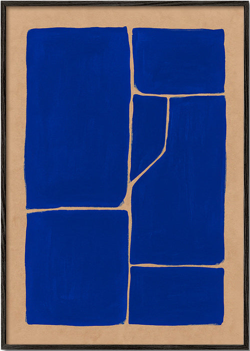 Geometrisk kunst blå med fragmenterede blokke – Black Frame