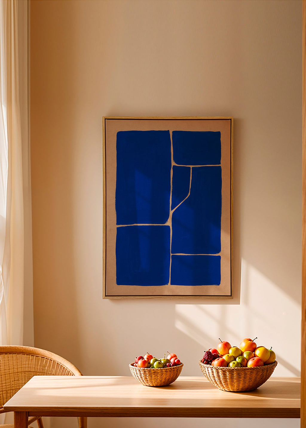 Geometrisk kunst blå med fragmenterede blokke – Canvas1