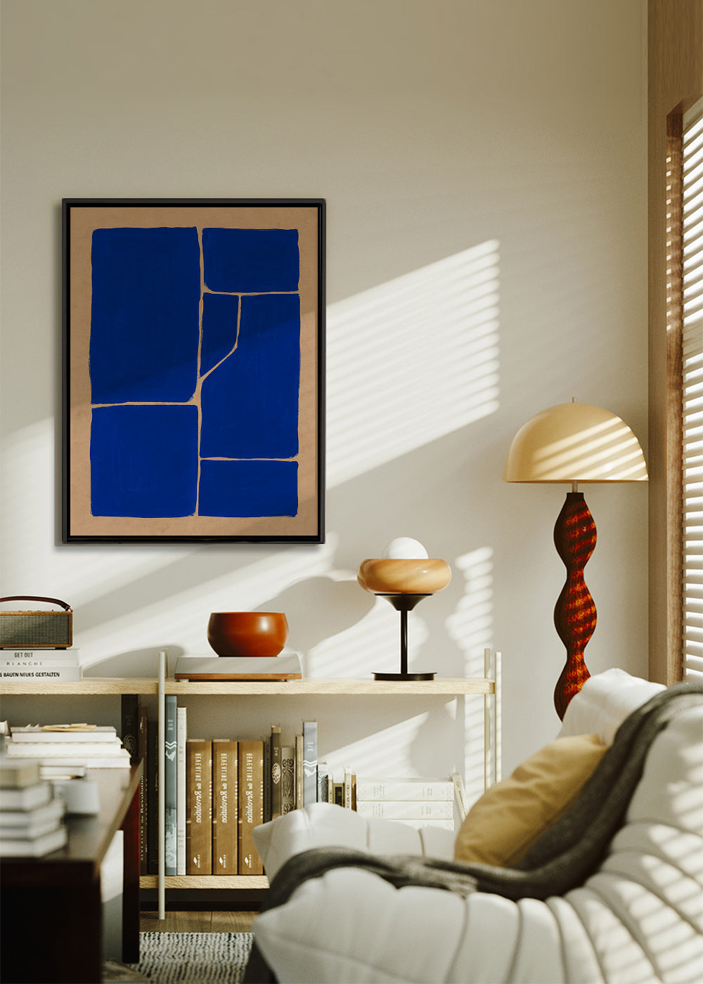Geometrisk kunst blå med fragmenterede blokke – Canvas2