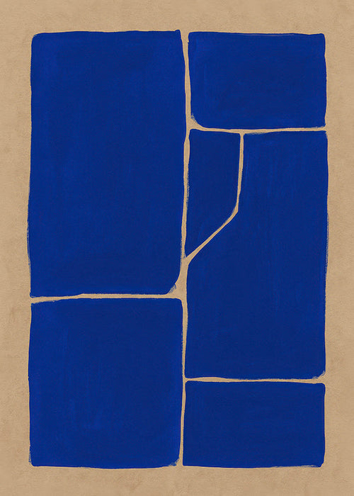 Geometrisk kunst blå med fragmenterede blokke