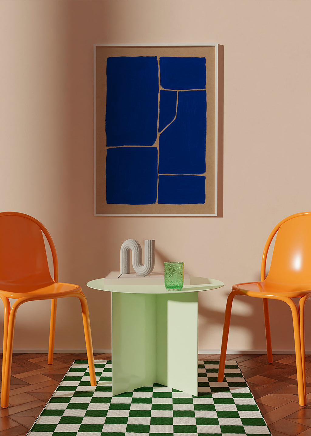 Geometrisk kunst blå med fragmenterede blokke – Product1