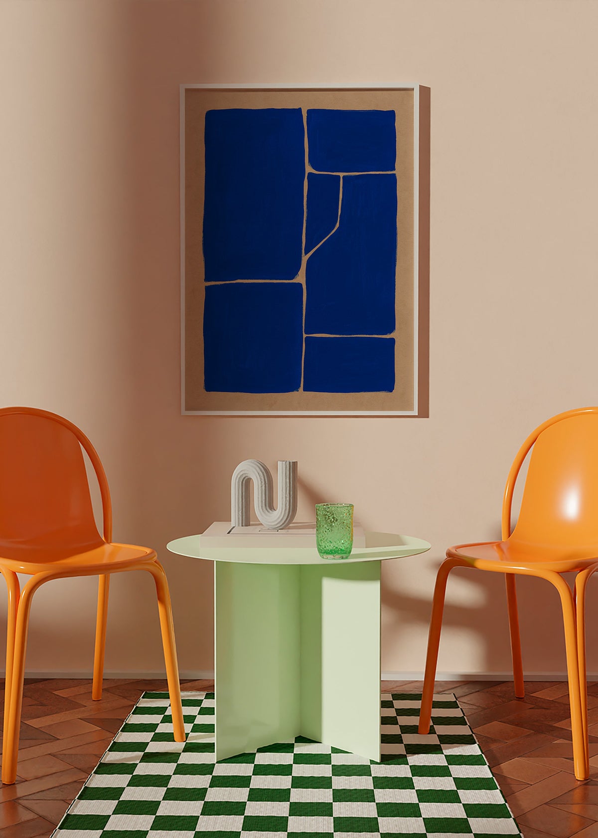 Geometrisk kunst blå med fragmenterede blokke – Product1