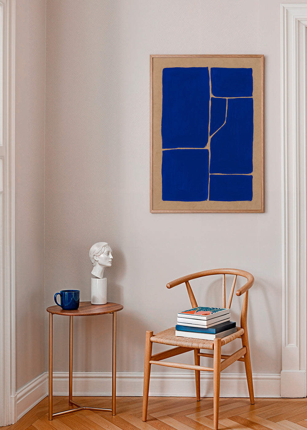 Geometrisk kunst blå med fragmenterede blokke – Product2