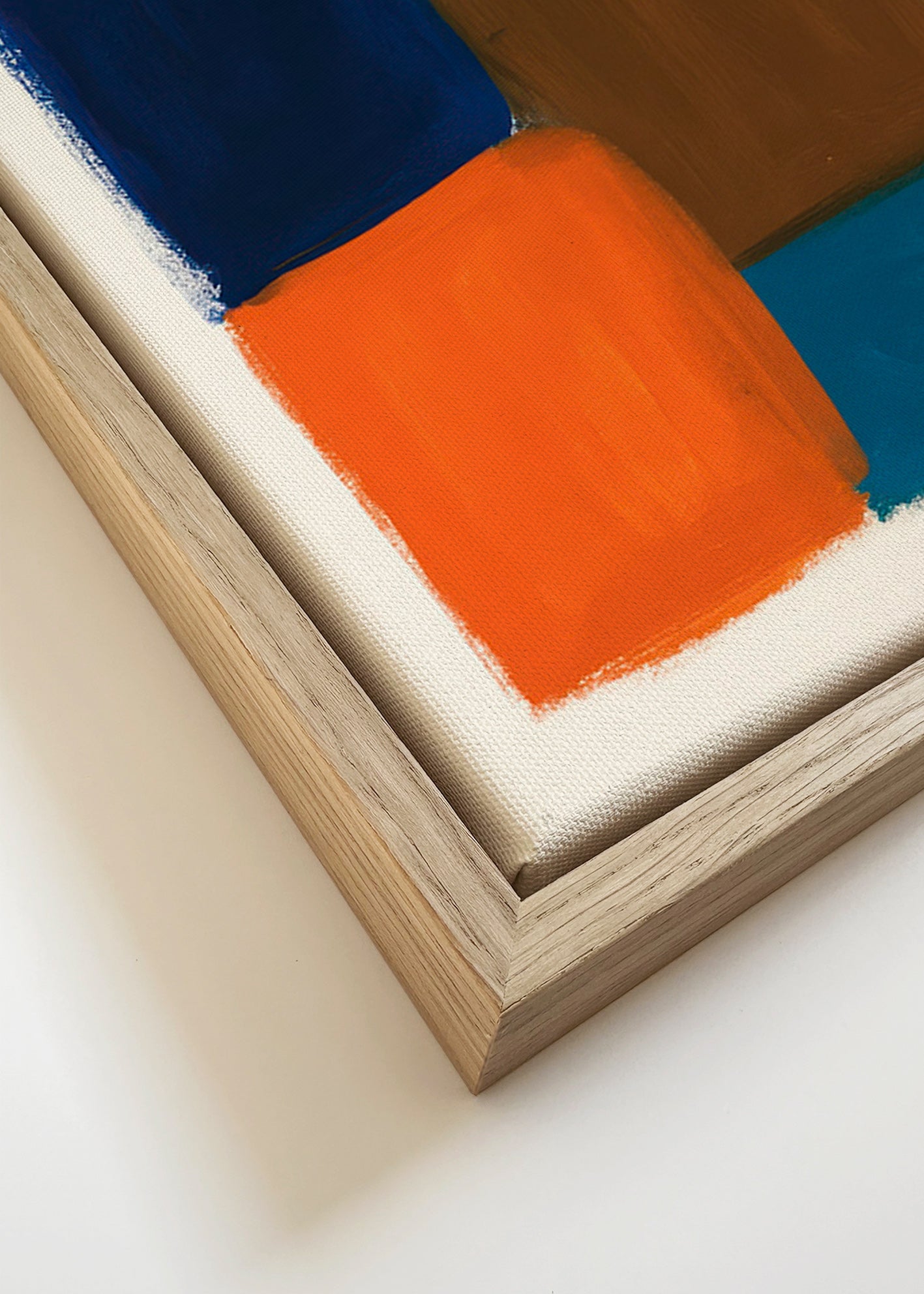 Abstrakt billede med marine og varme blokke – Canvas detail
