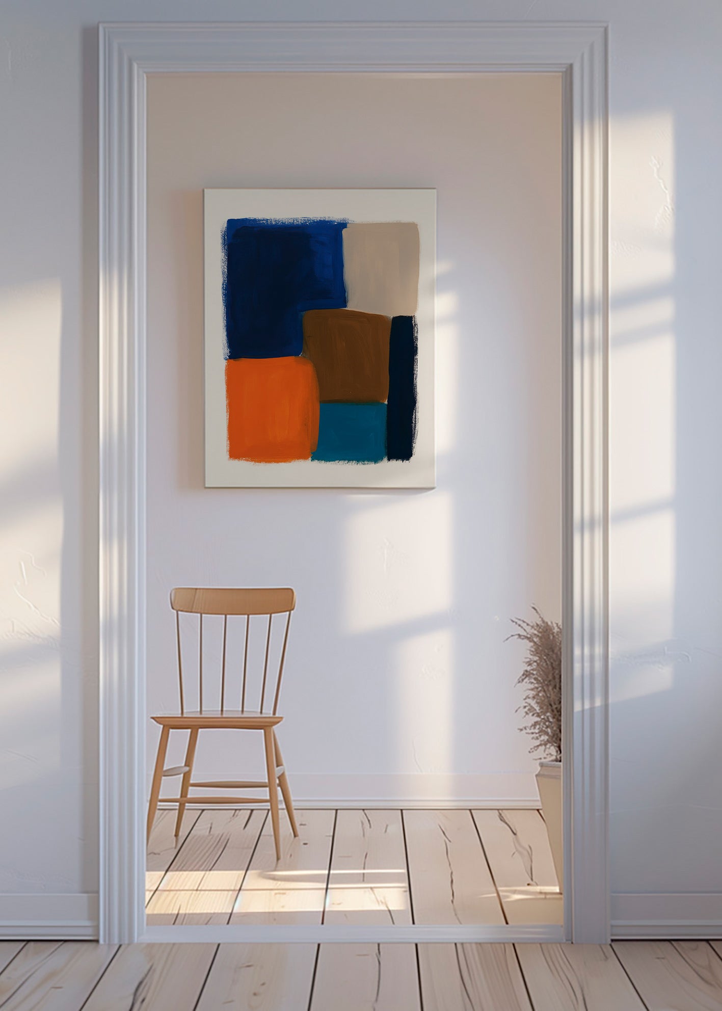 Abstrakt billede med marine og varme blokke – Canvas