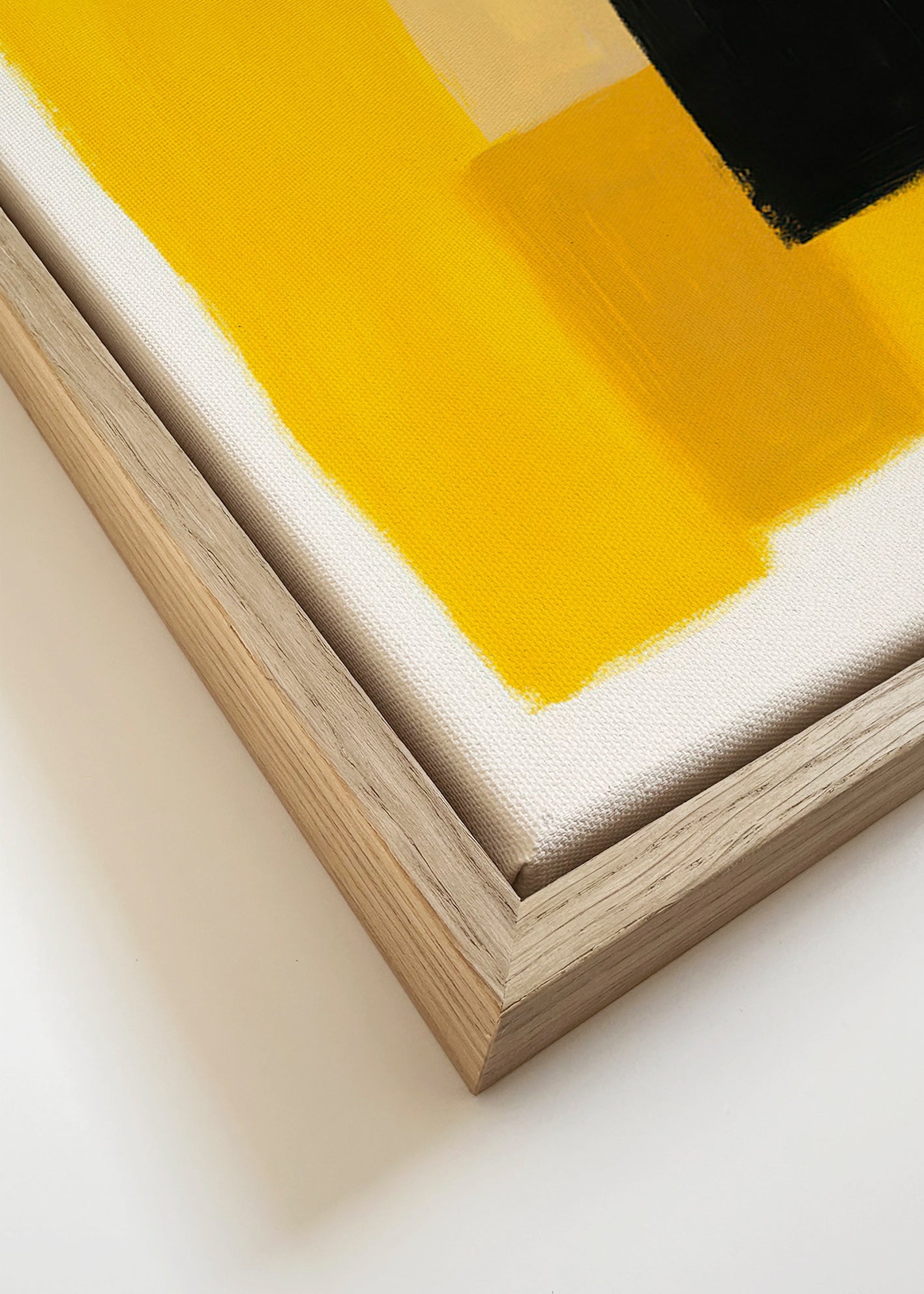 Abstrakt billede med gule og sorte blokke – Canvas detail