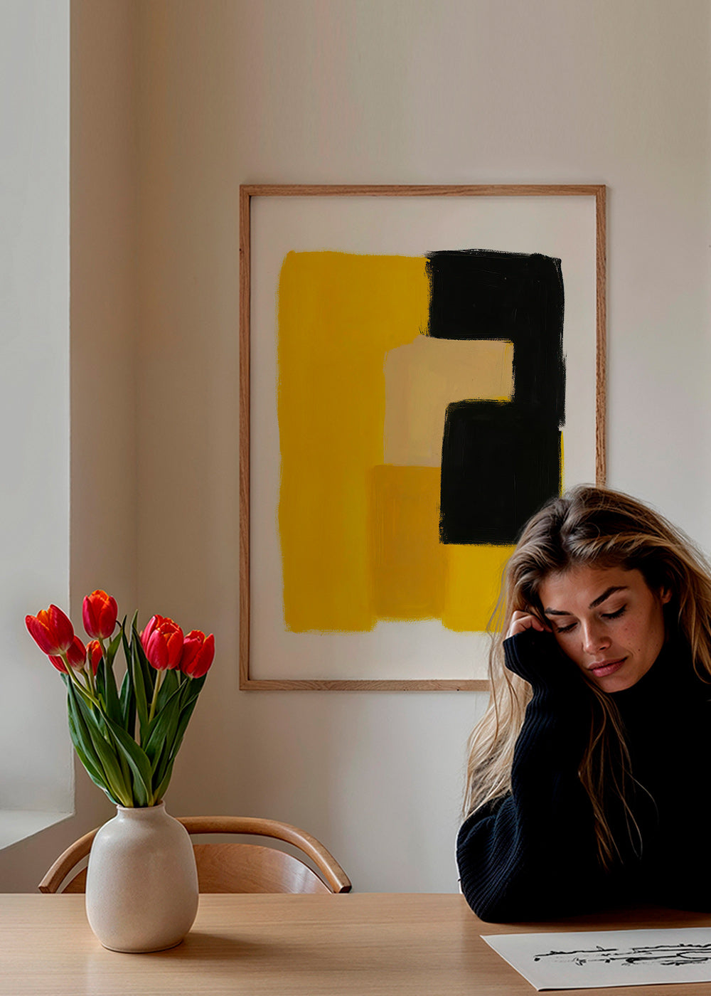 Abstrakt billede med gule og sorte blokke – Product2
