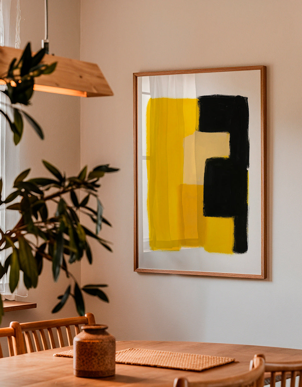 Abstrakt billede med gule og sorte blokke – Product3