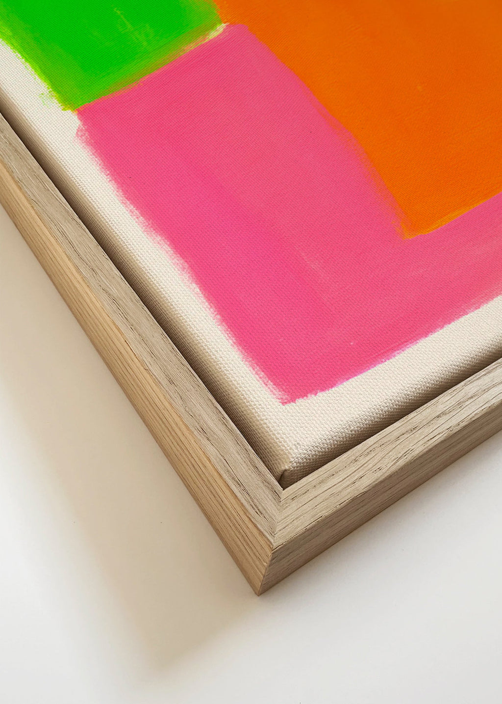 Abstrakt maleri med levende farveblokke – Canvas detail