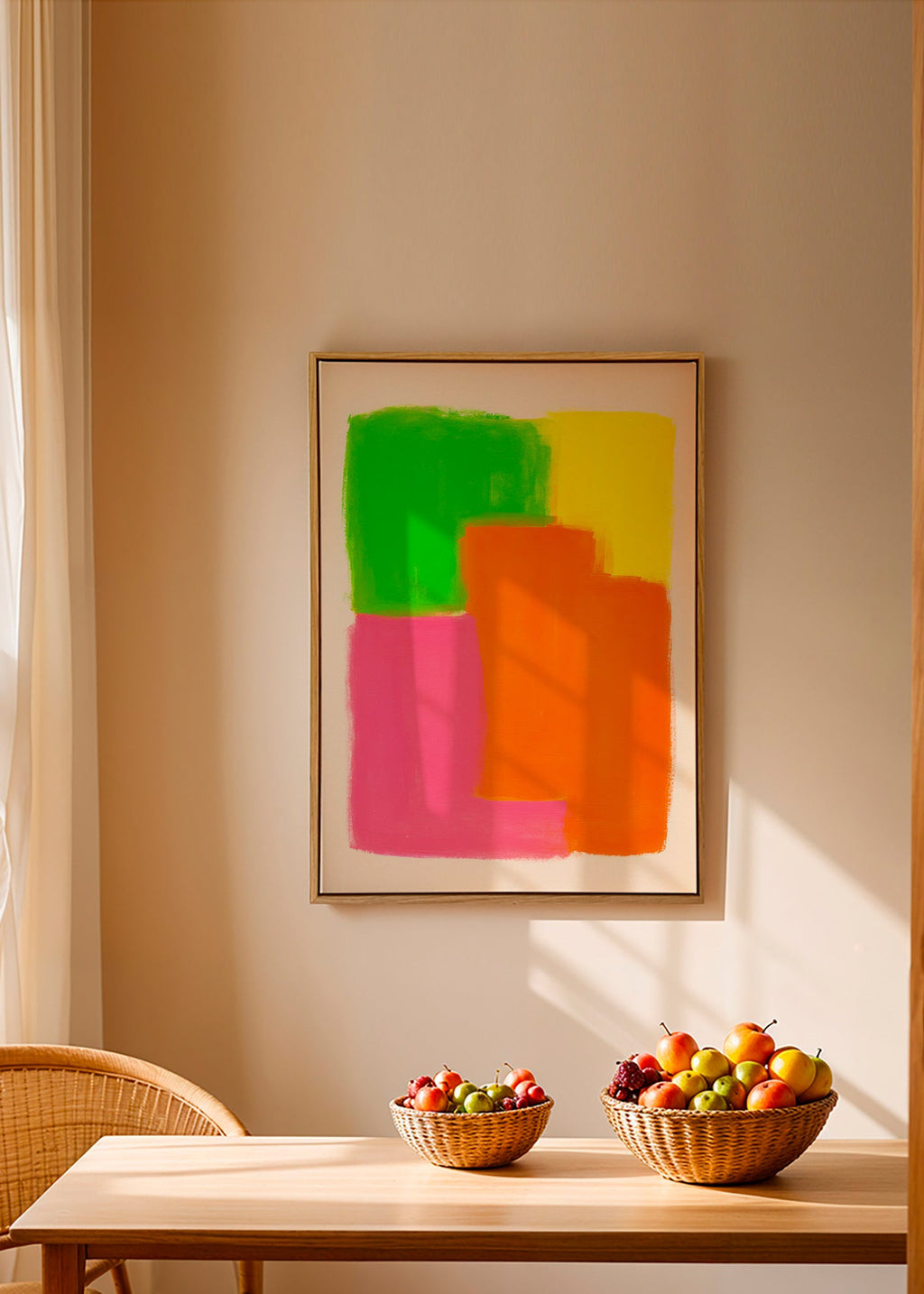 Abstrakt maleri med levende farveblokke – Canvas1