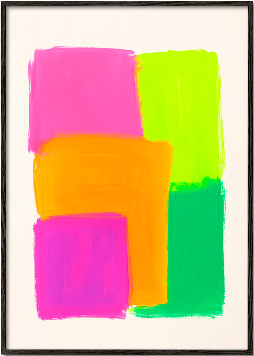 Abstrakt maleri med farveblokke – Black Frame