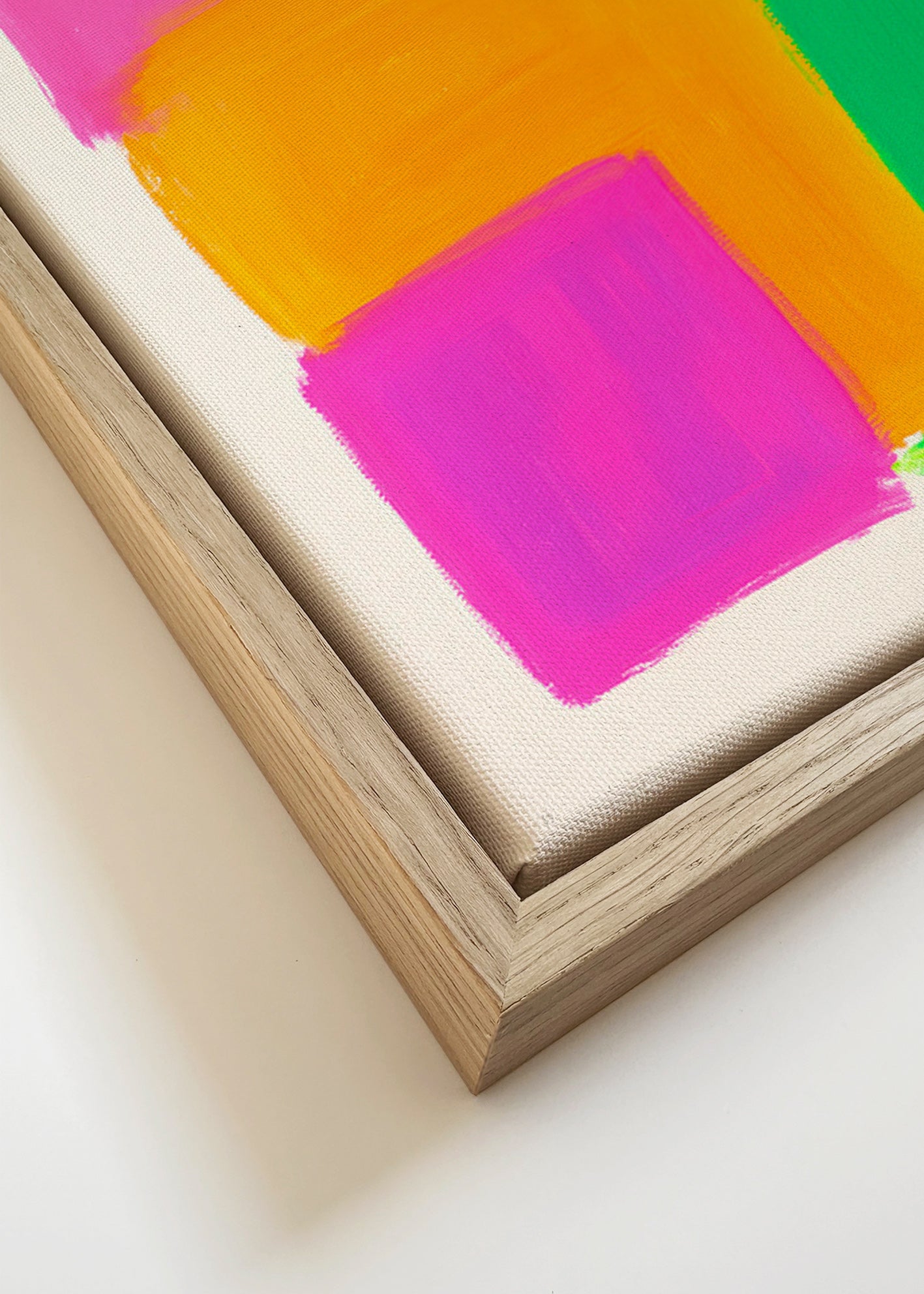 Abstrakt maleri med farveblokke – Canvas detail