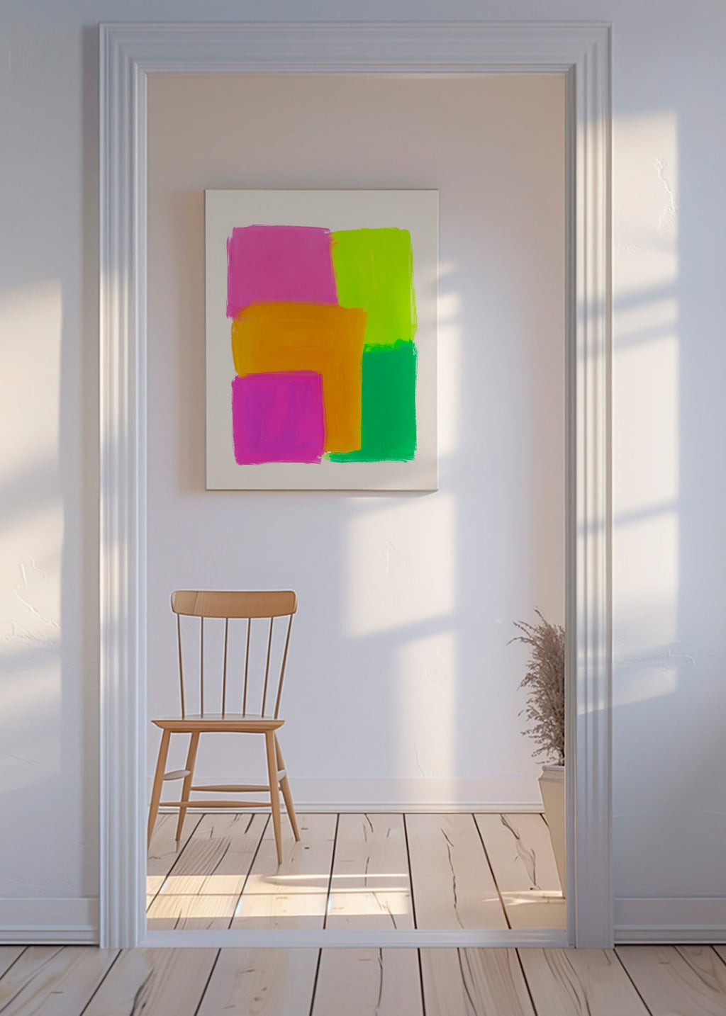 Abstrakt maleri med farveblokke – Canvas
