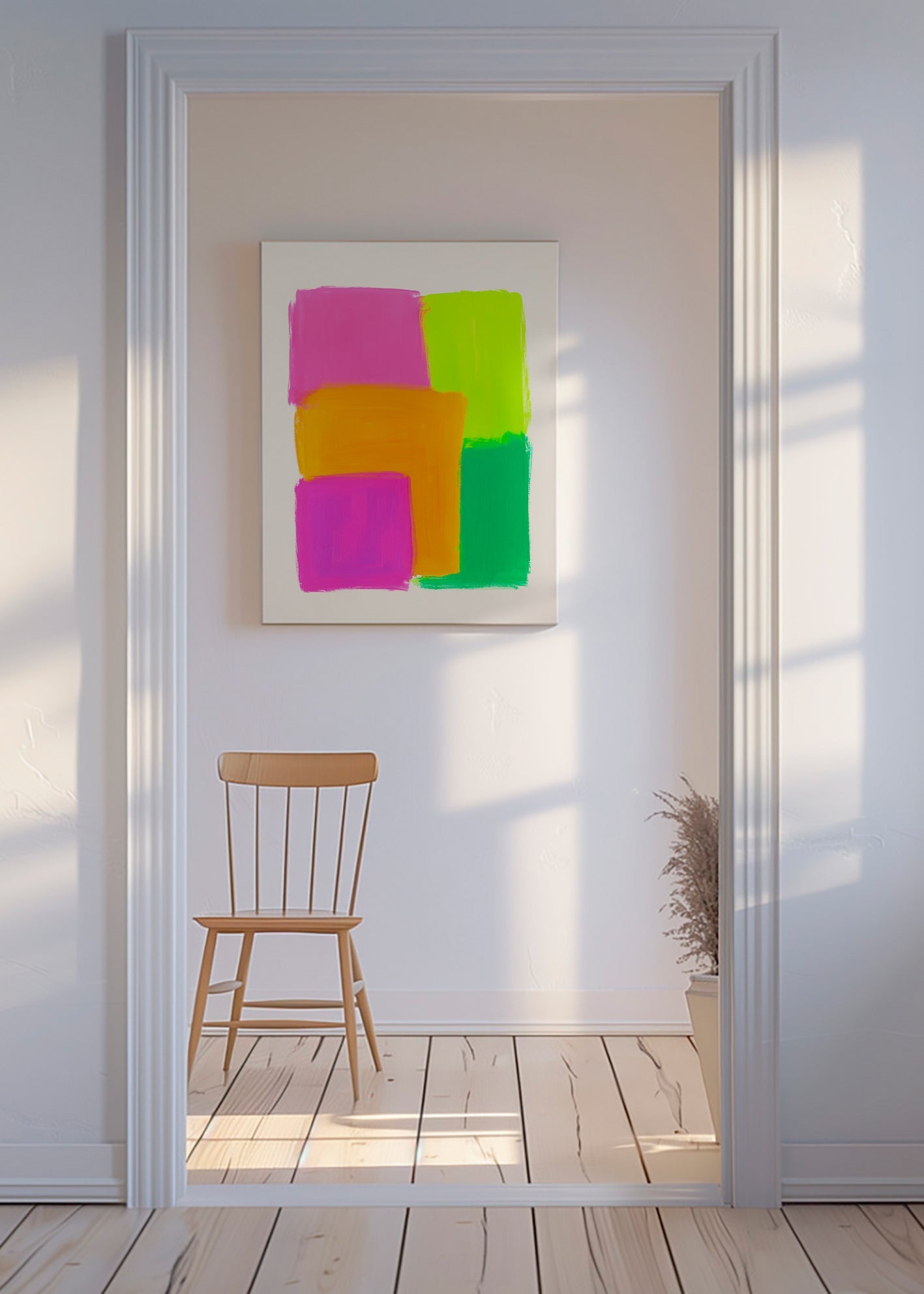 Abstrakt maleri med farveblokke – Canvas