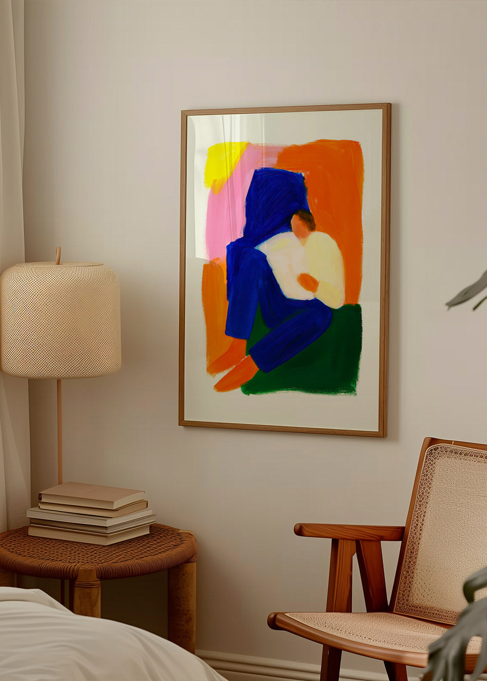 Illustration af siddende figur i klare farver – Product1
