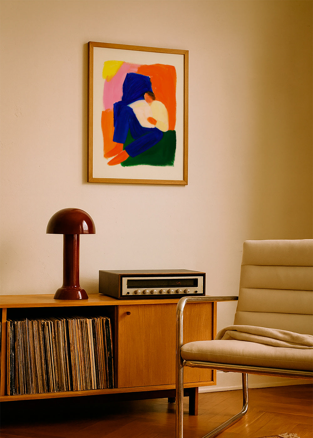 Illustration af siddende figur i klare farver – Product2
