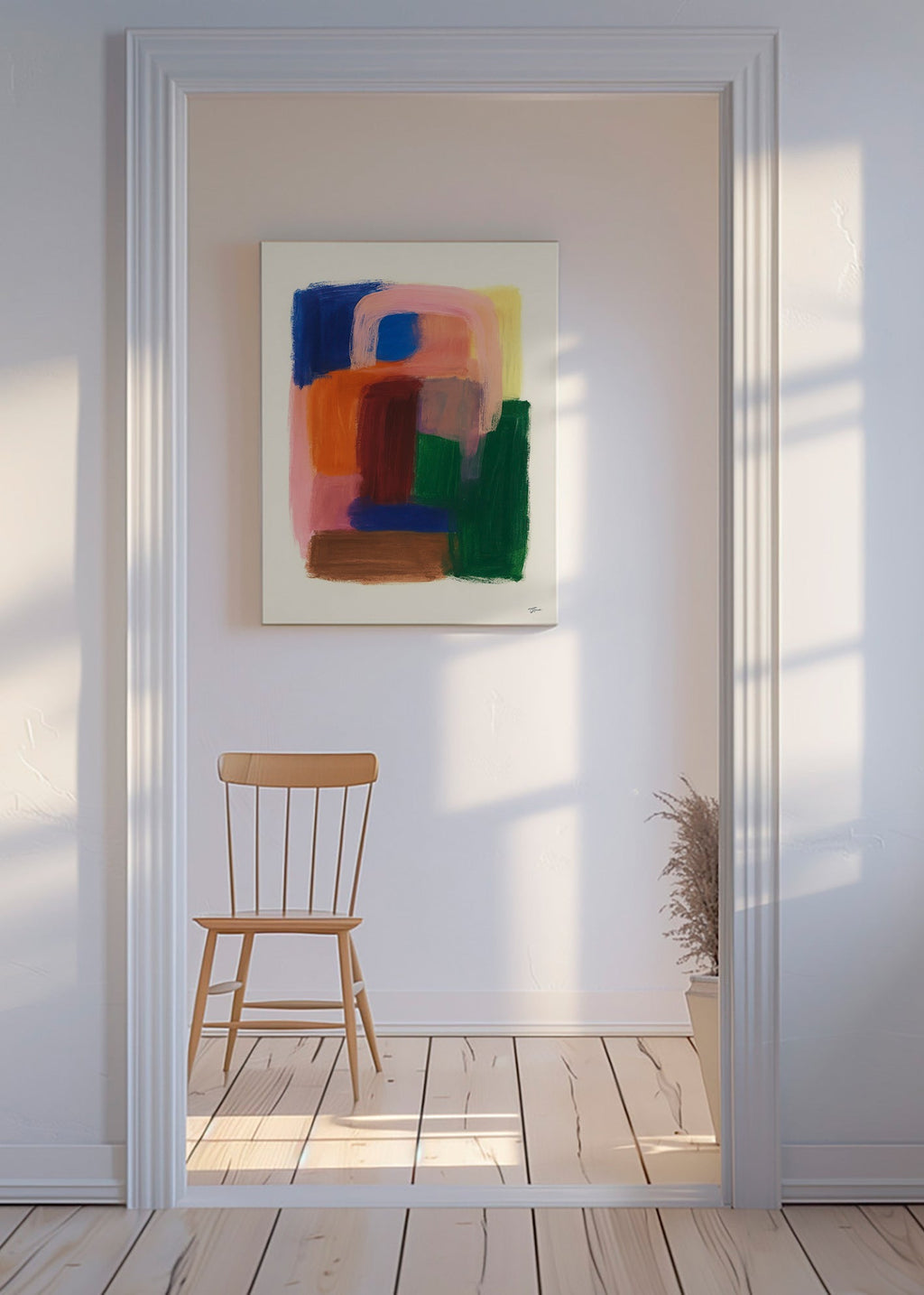 Abstrakt billede med farverige penselstrøg – Canvas