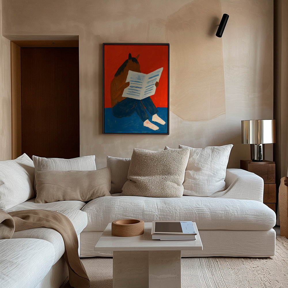 Plakat af hest der læser avis – Canvas1