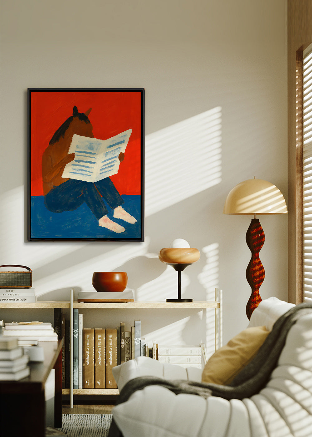 Plakat af hest der læser avis – Canvas2