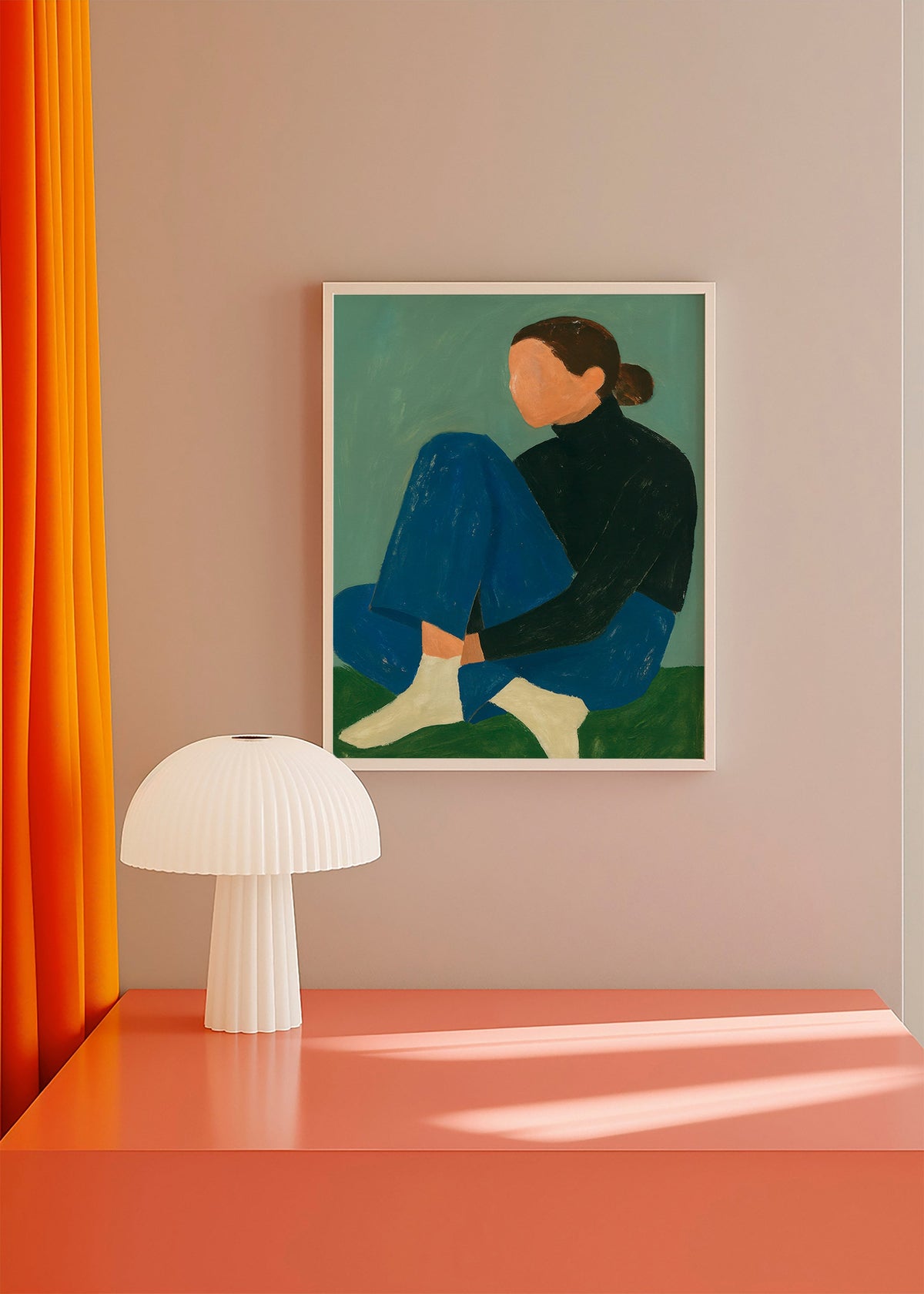 Illustration af siddende figur i minimalistisk stil – Product1
