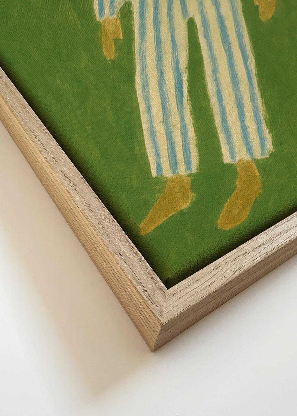 Illustration af figur liggende i striped pyjamas – Canvas detail
