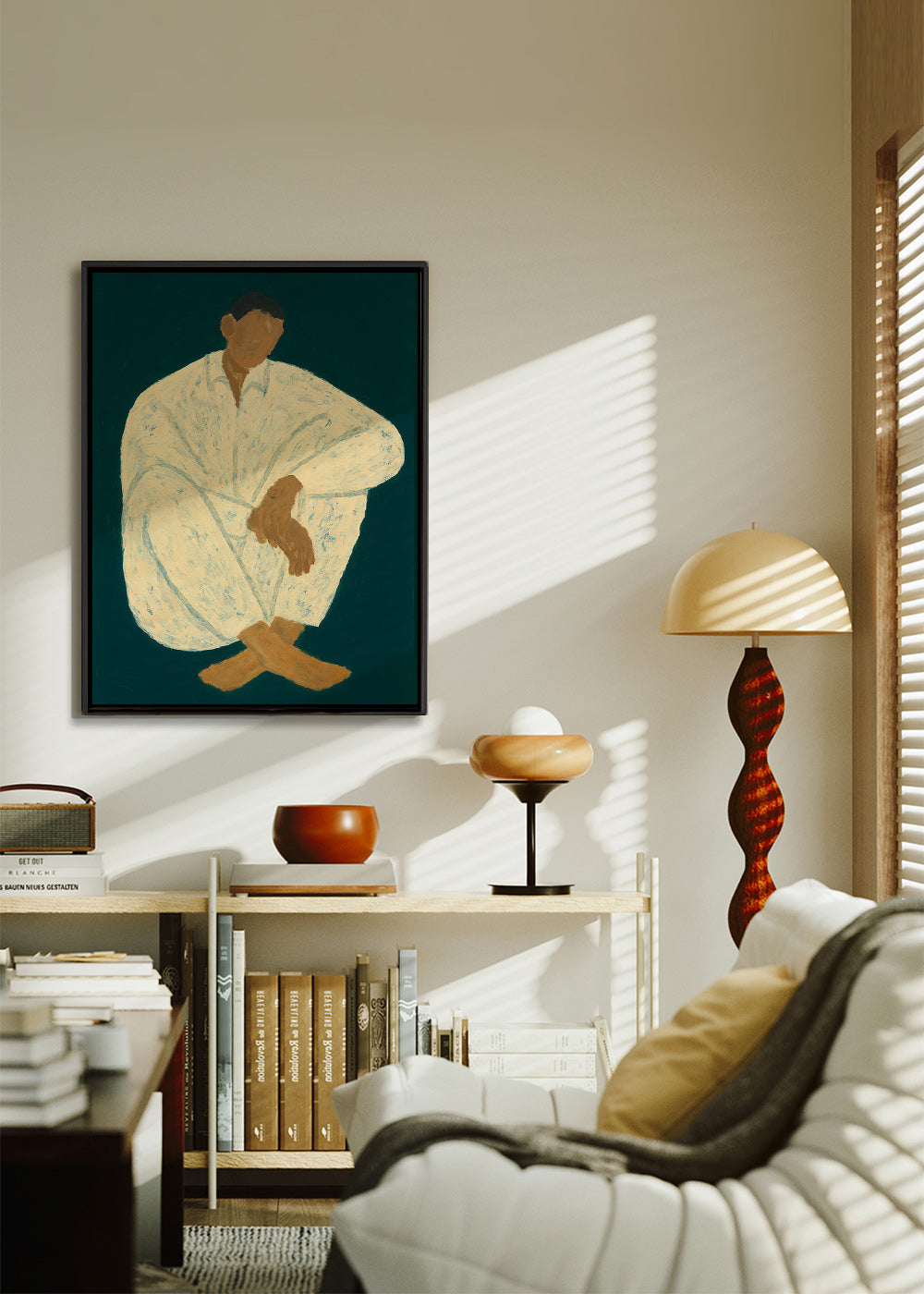 Illustration af siddende figur i afslappet positur – Canvas1