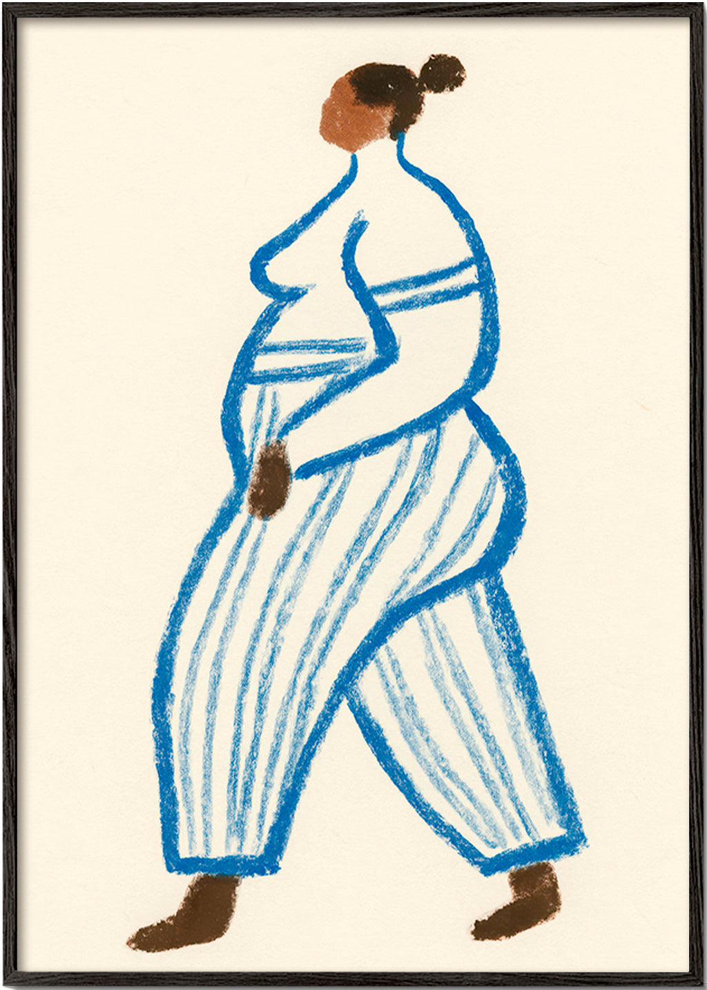 Illustration gående figur med blå linjer – Black Frame