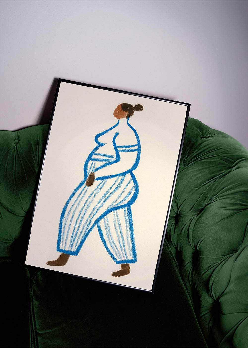Illustration gående figur med blå linjer – Product3