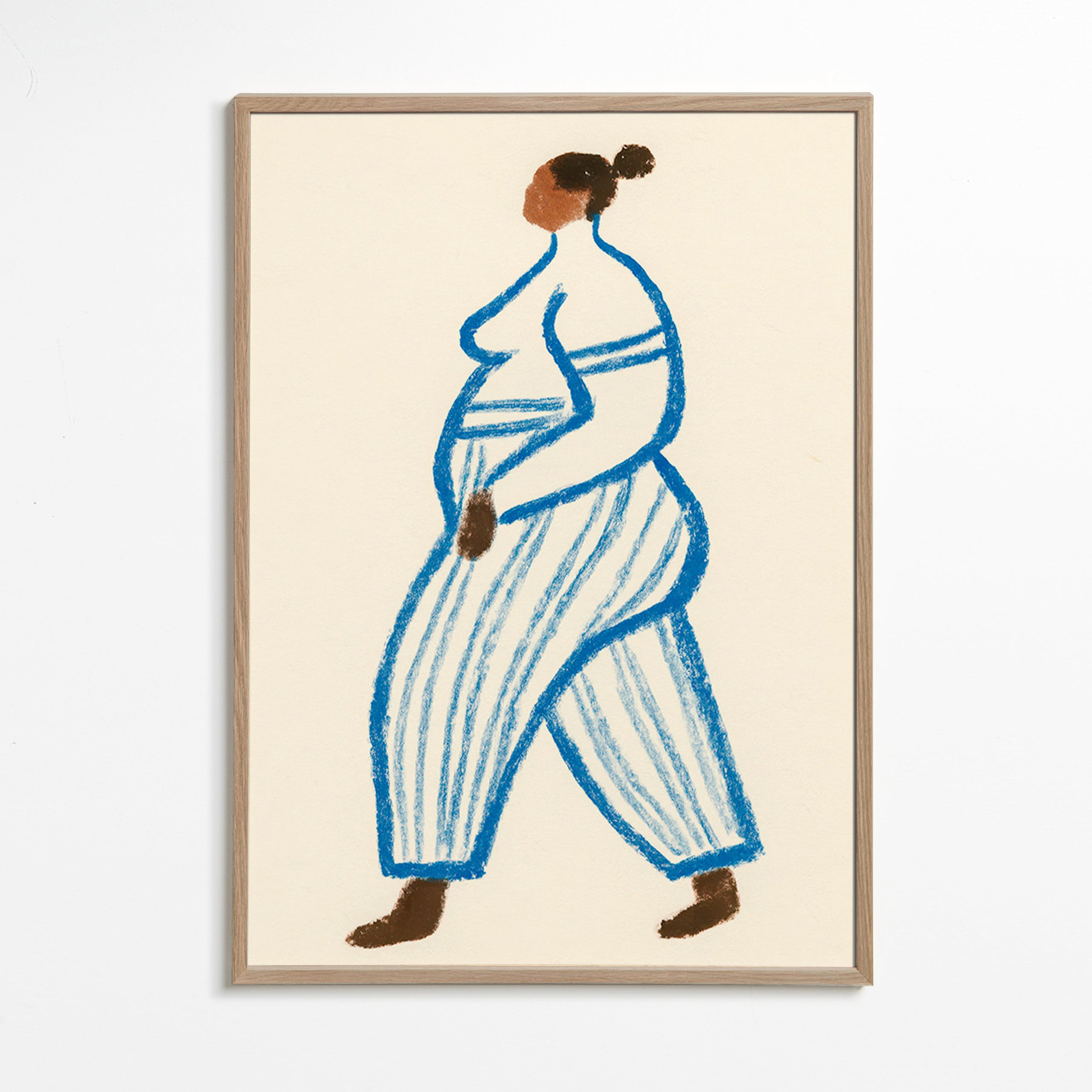 Illustration gående figur med blå linjer – Oak Frame