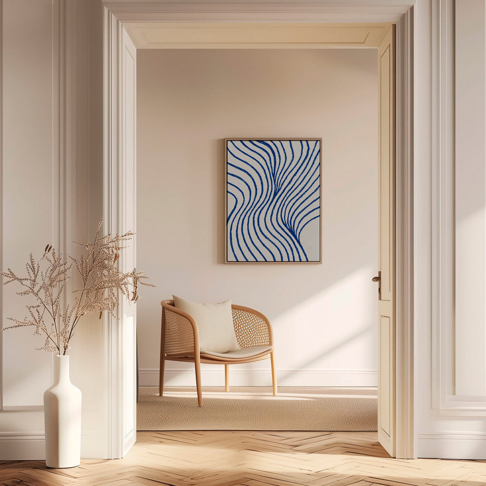 Abstrakt billede med blå bølger – Canvas2