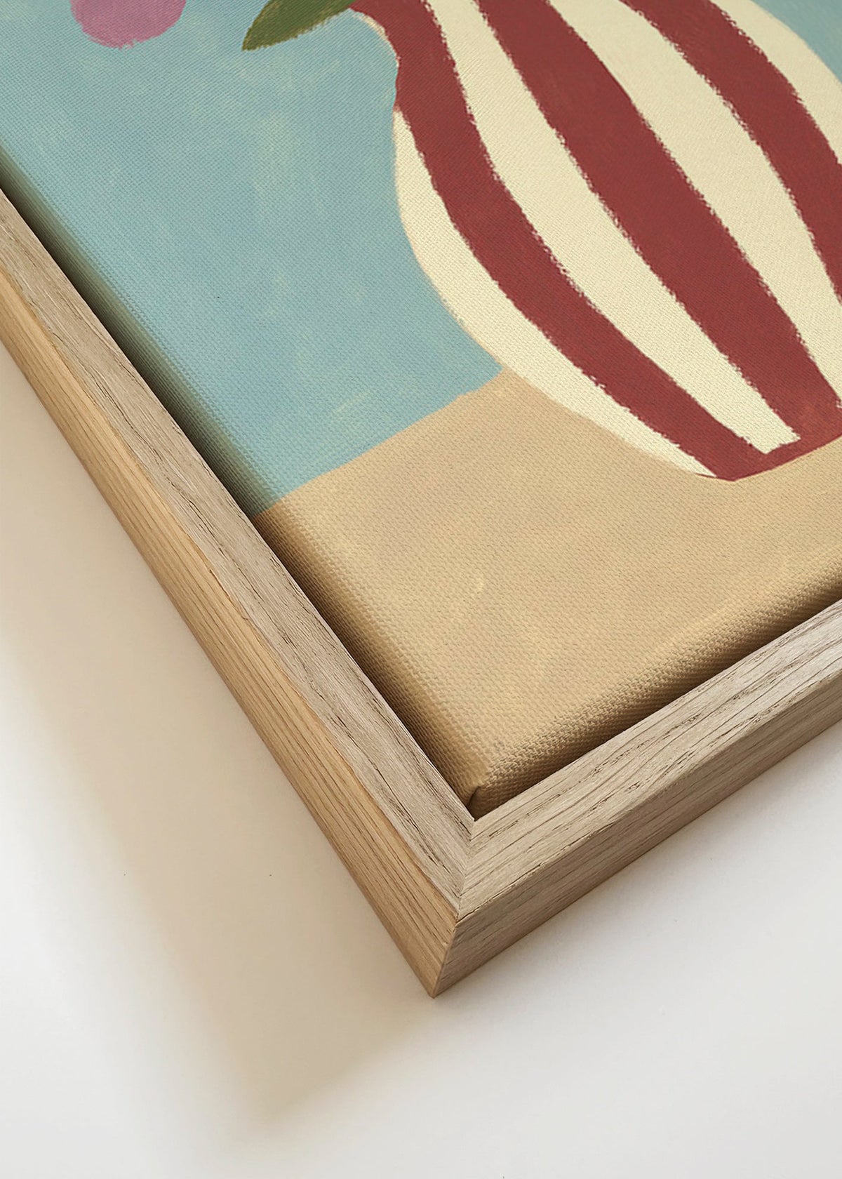 Botanisk plakat med vase og blomster – Canvas detail