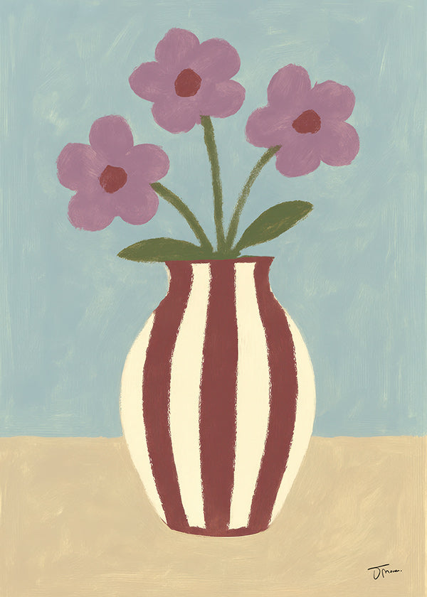 Botanisk plakat med vase og blomster