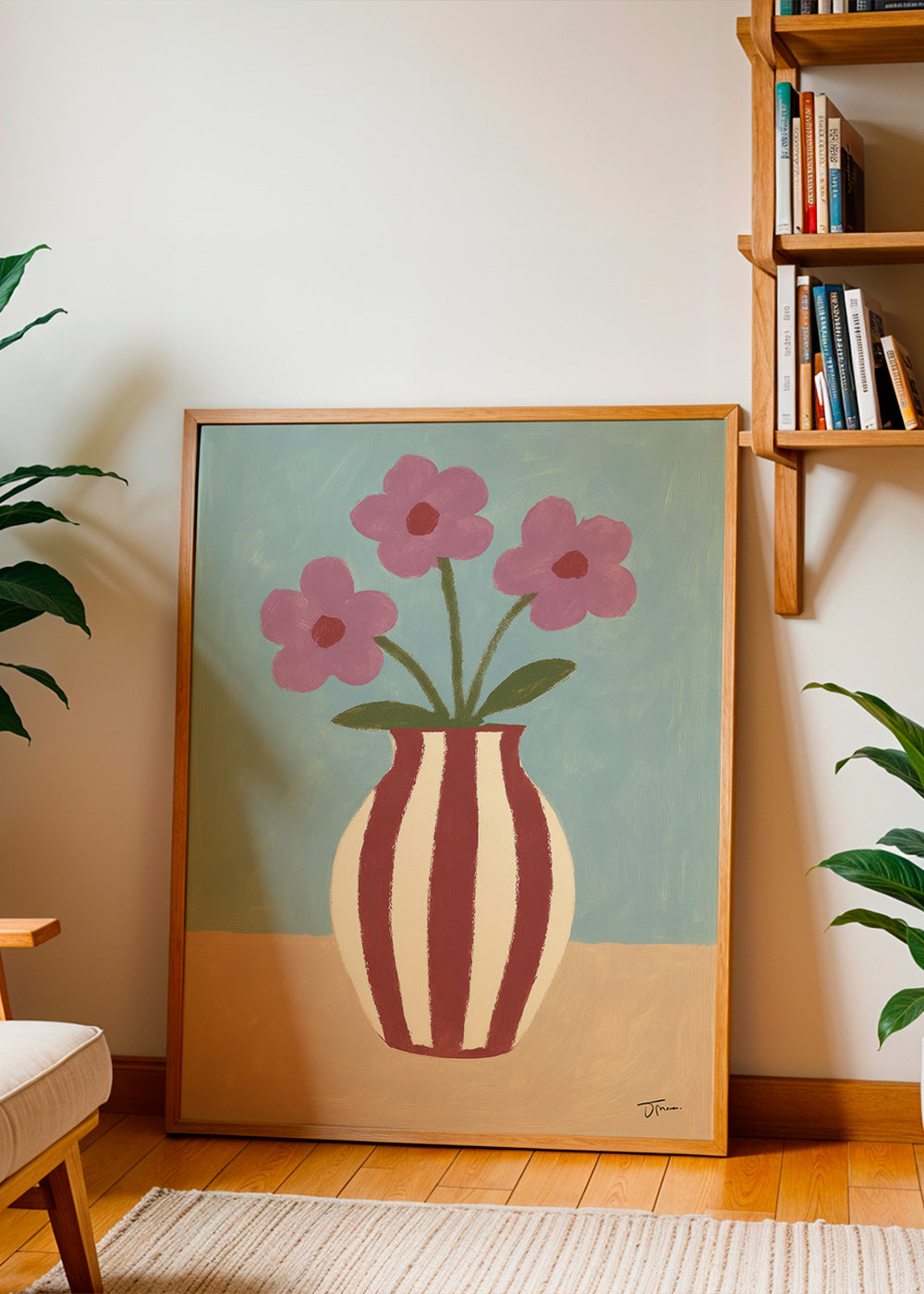 Botanisk plakat med vase og blomster – Product1