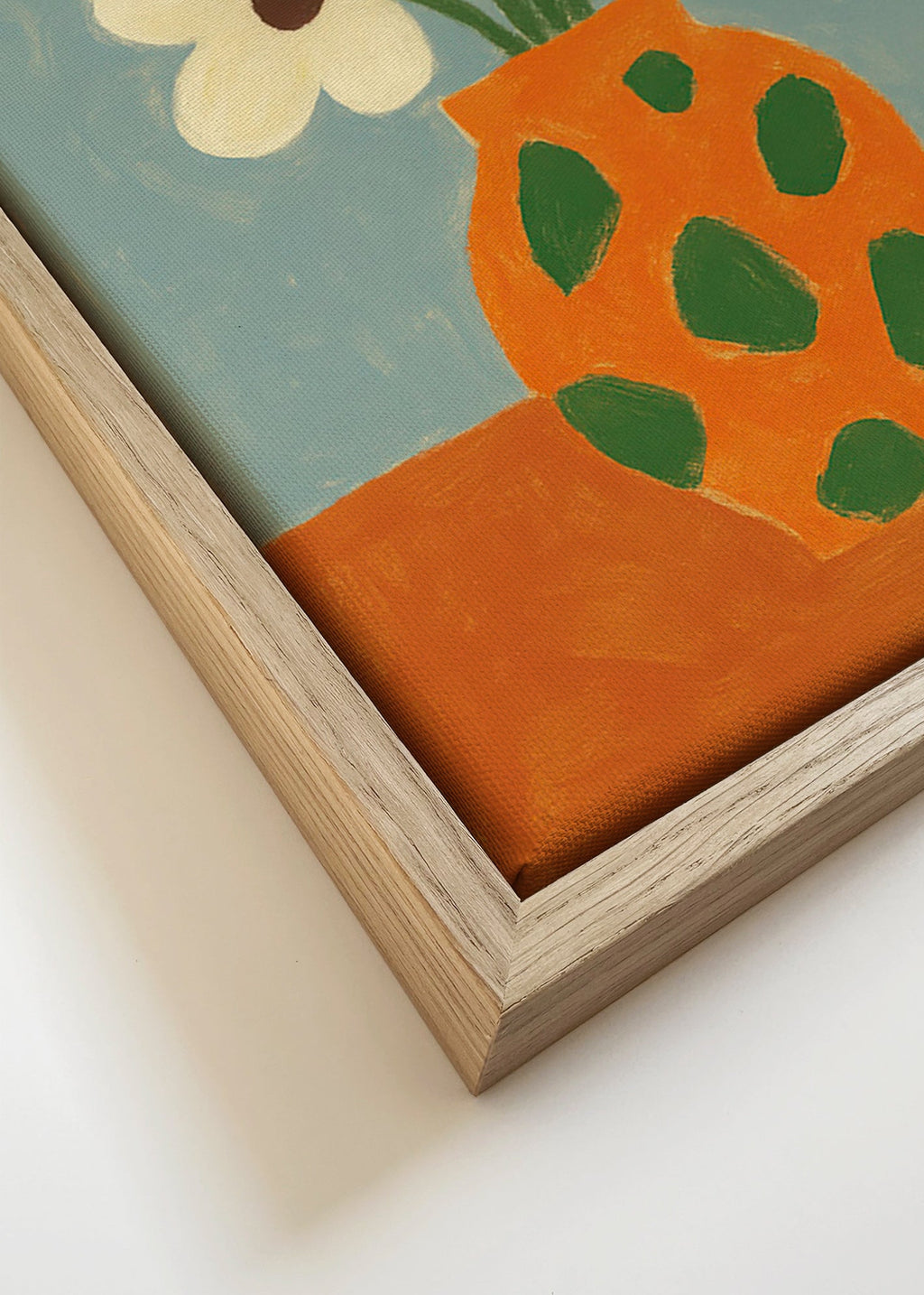 Botanisk plakat: orange vase med blomster – Canvas detail