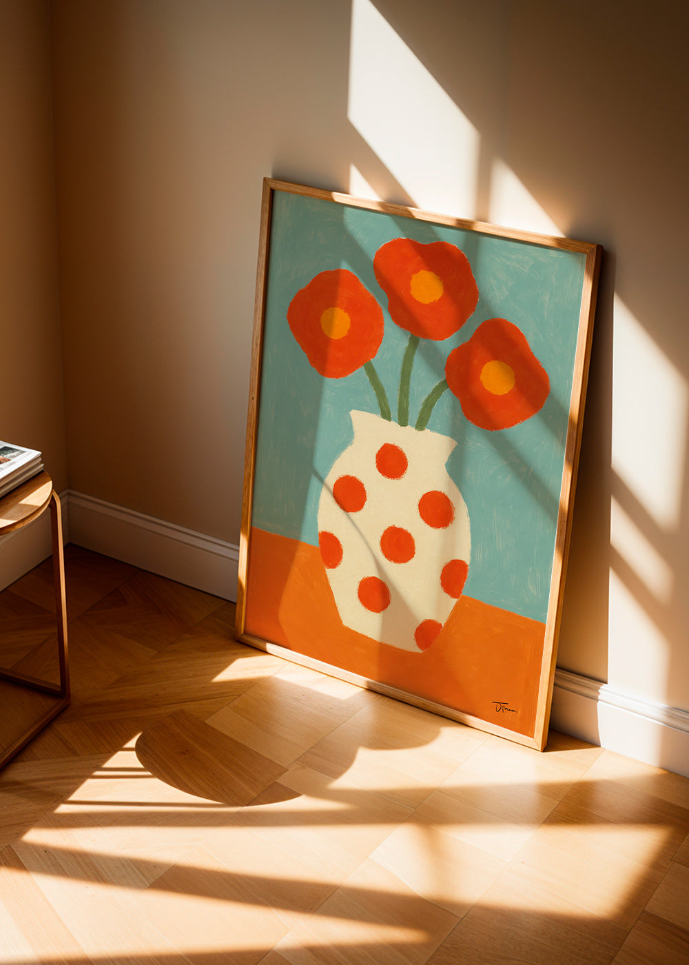 Botanisk plakat med rød prikvase – Product1