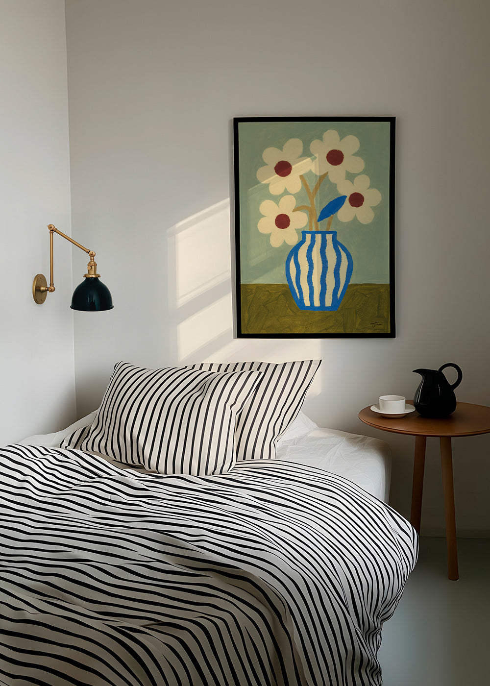 Botanisk plakat blå vase med stiliserede blomster – Product3