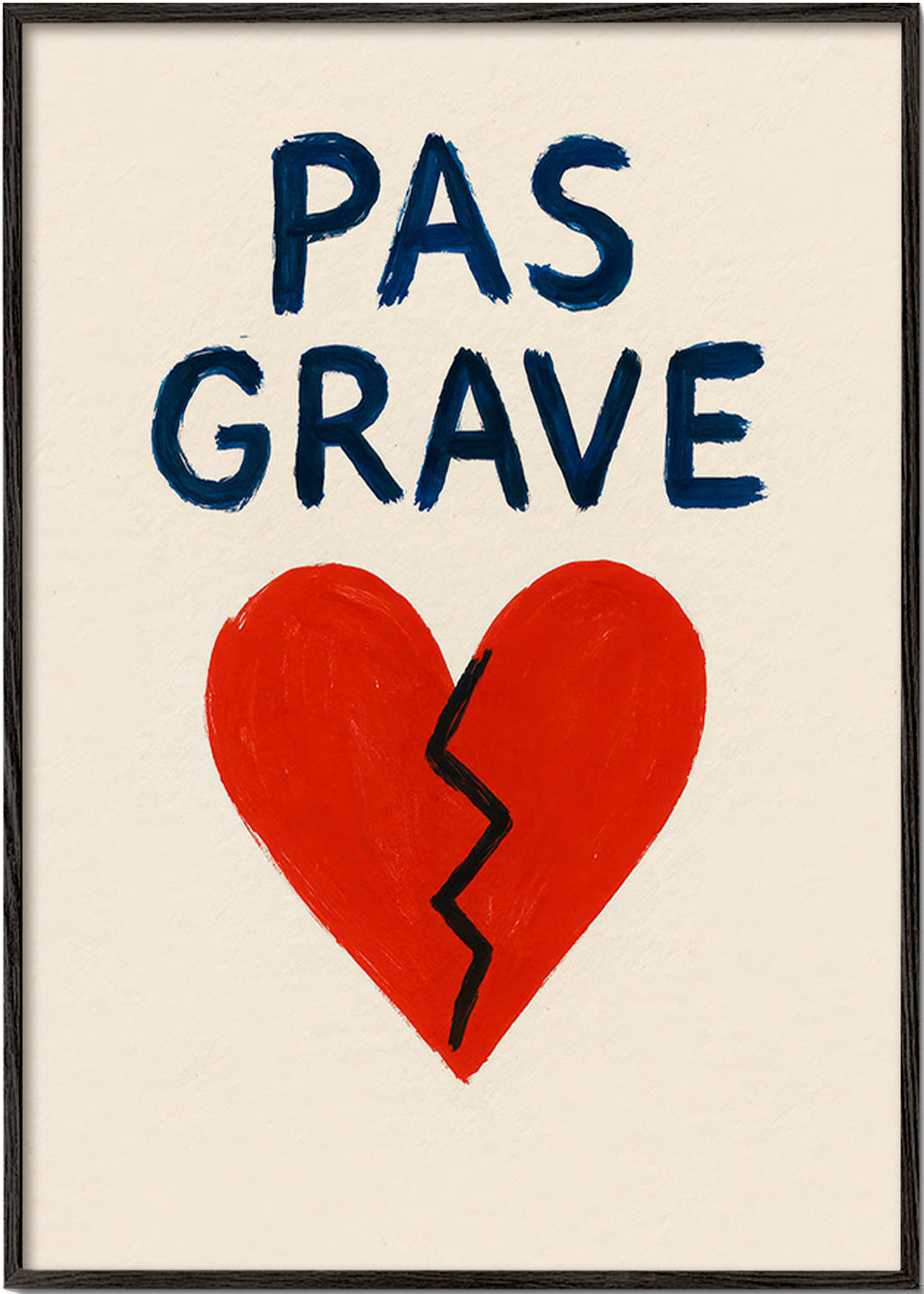 Illustration brudt hjerte med tekst Pas Grave – Black Frame