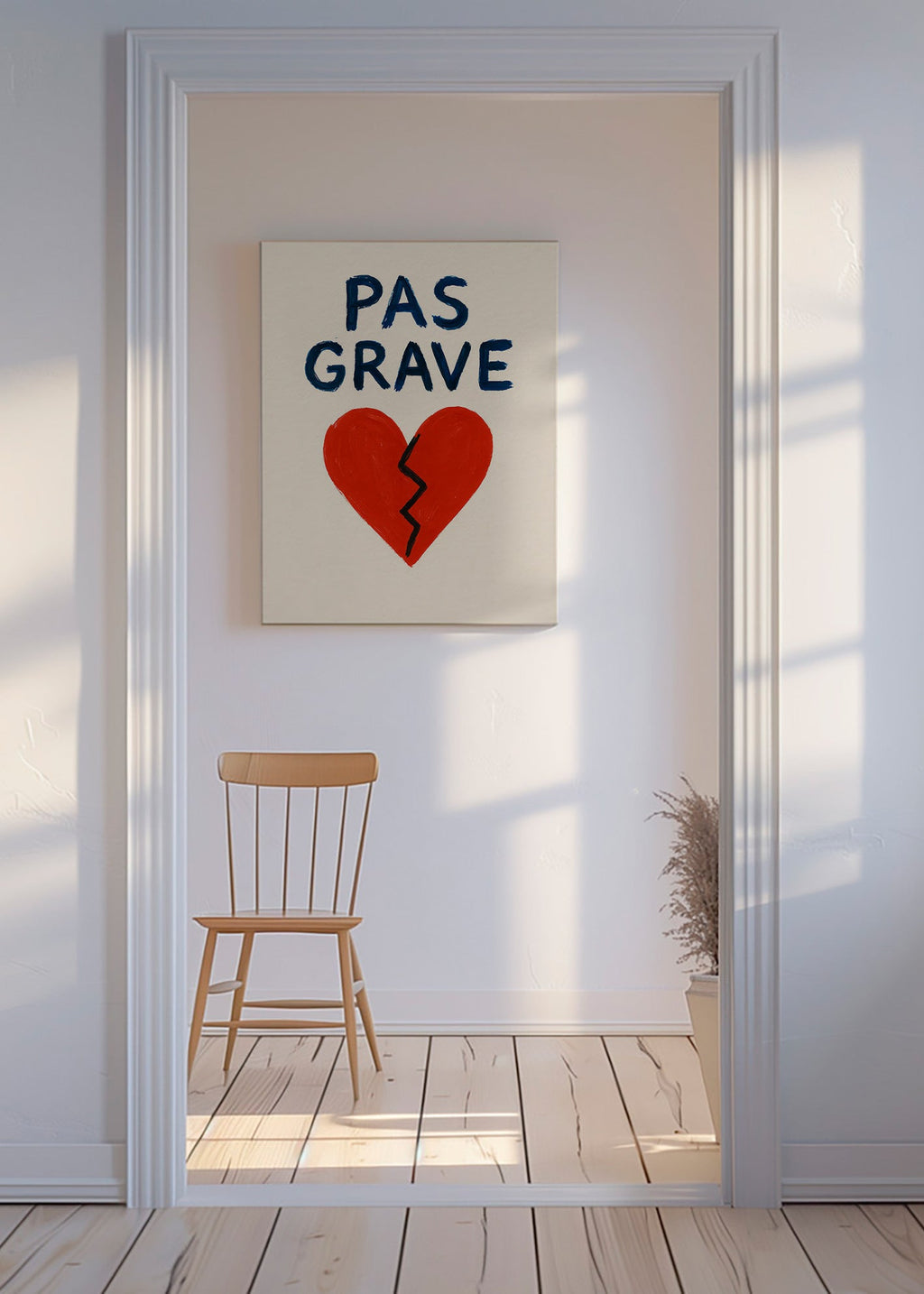 Illustration brudt hjerte med tekst Pas Grave – Canvas