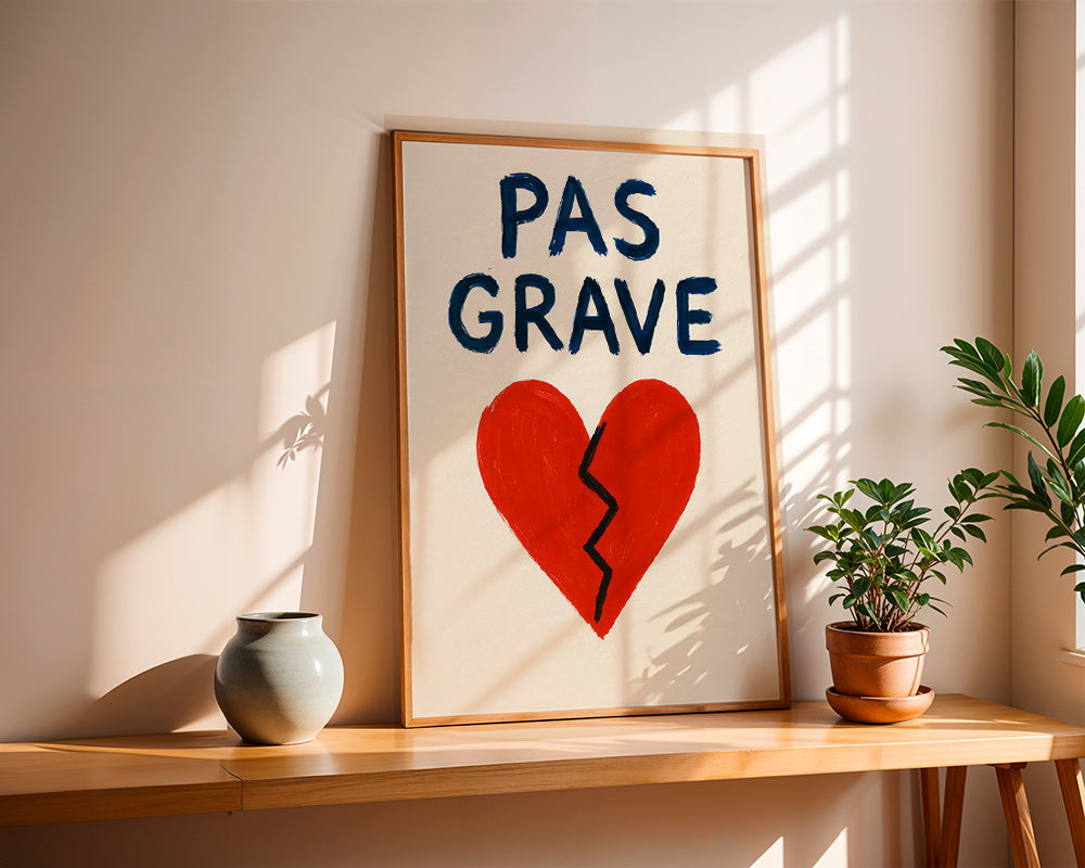 Illustration brudt hjerte med tekst Pas Grave – Product2
