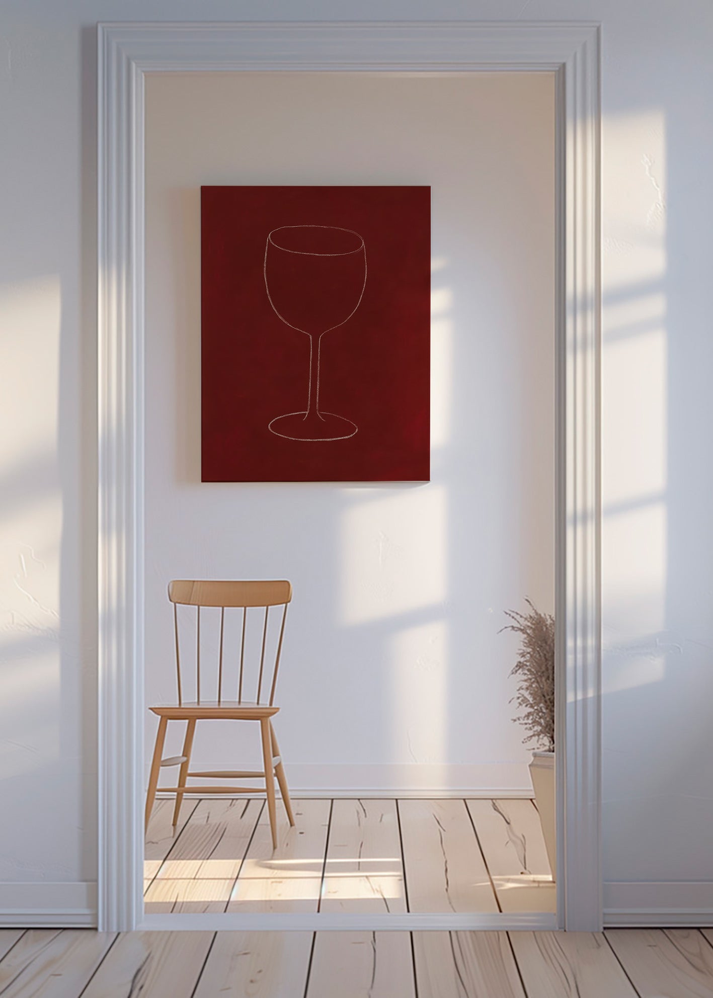 Køkkenkunst: vinglassilhuet – Canvas