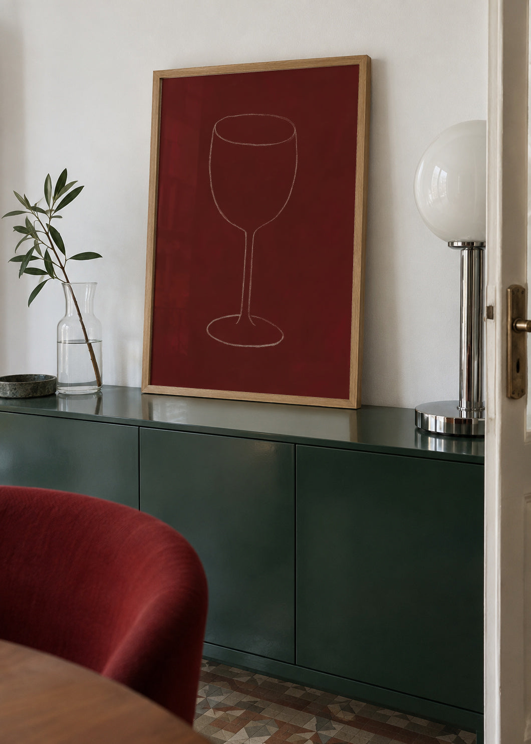 Wine Silhouette - Framed poster in an interior