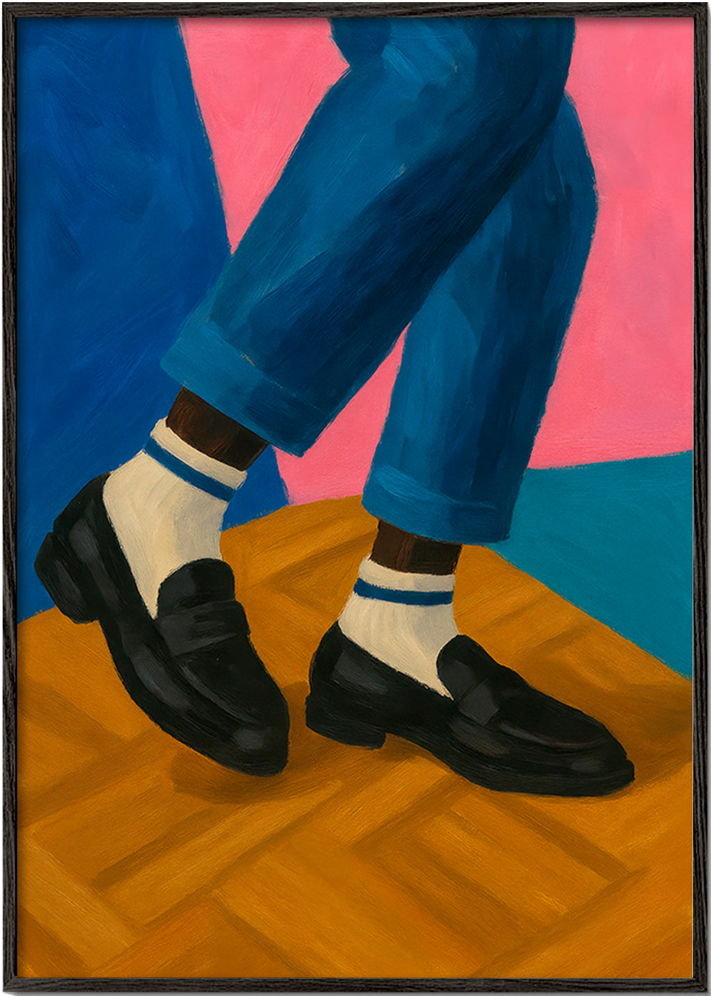 Loafers-illustration med stribede sokker – Black Frame