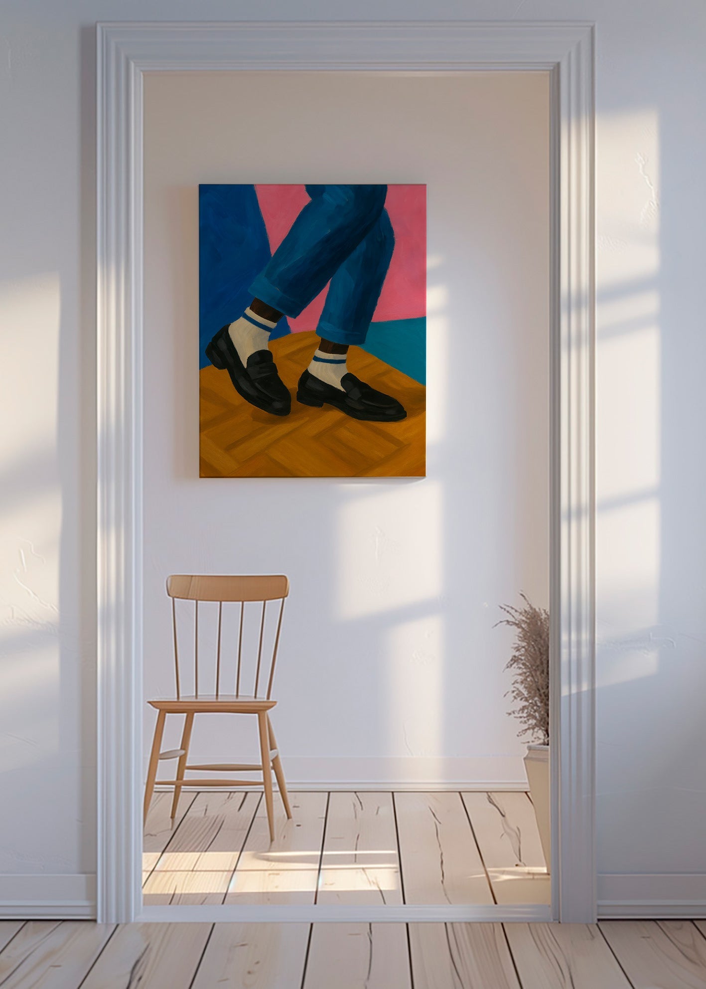 Loafers-illustration med stribede sokker – Canvas