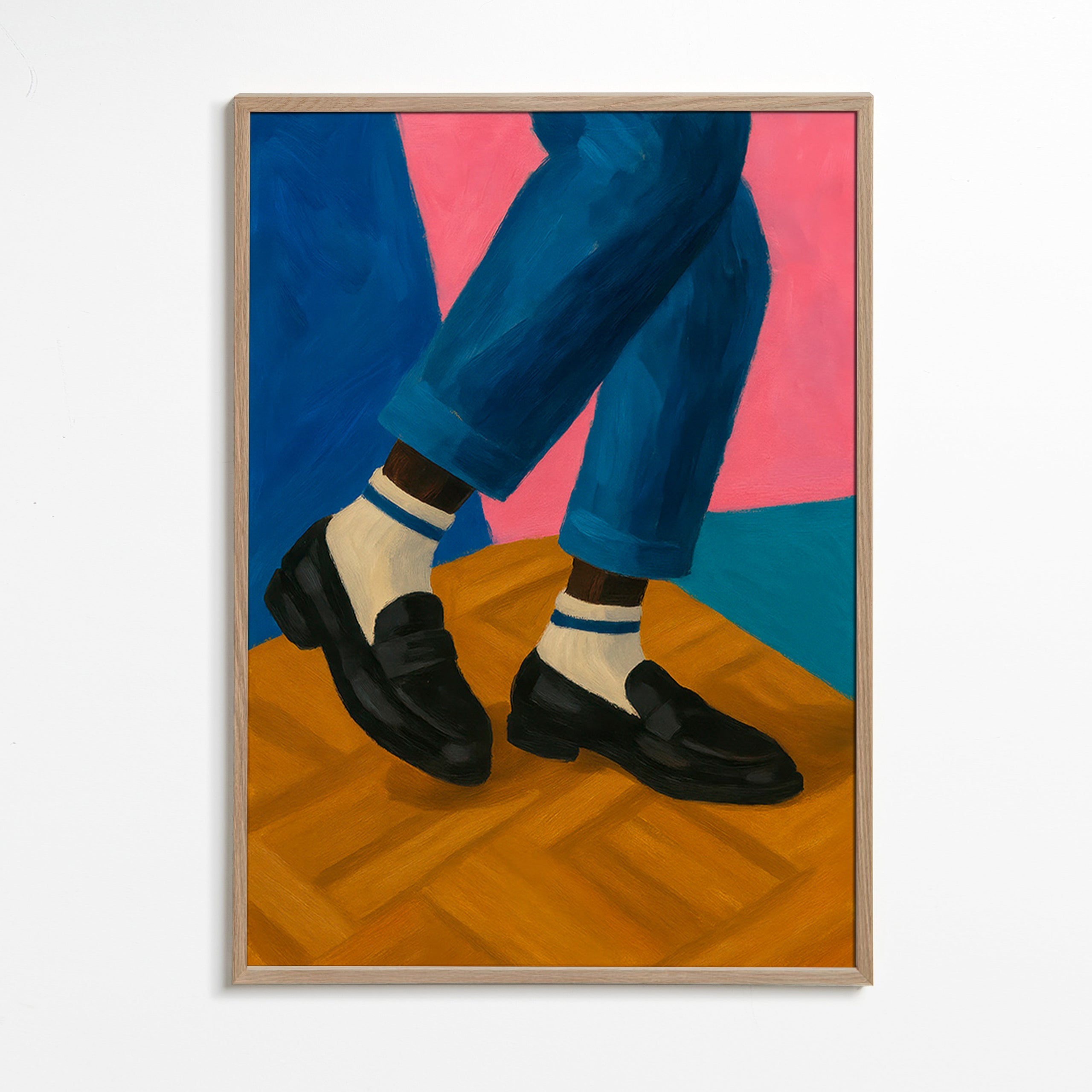 Loafers-illustration med stribede sokker – Oak Frame